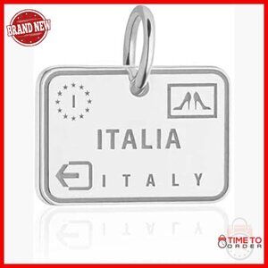 Sterling Silver Italy Travel Charm for Bracelet or Necklace 12x17mm
